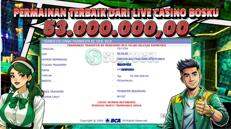 Bukti JP LIVE CASINO SLOTOGEL 13 November 2024 Rp 53.000.000,- LUNAS