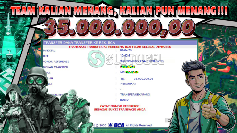 Bukti JP E-SPORT SLOTOGEL 02 APRIL 2025 Rp 35.000.000,- LUNAS