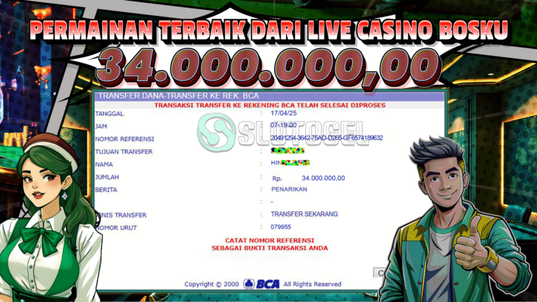 Bukti JP LIVE CASINO SLOTOGEL 17 APRIL 2025 Rp 34.000.000,- LUNAS
