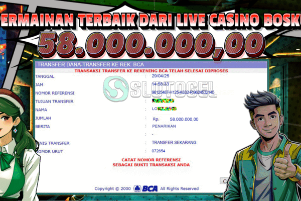 Bukti JP LIVE CASINO SLOTOGEL 29 APRIL 2025 Rp 58.000.000,- LUNAS