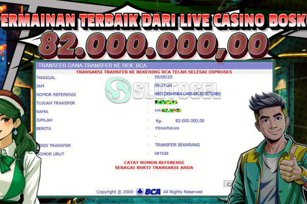 Bukti JP LIVE CASINO SLOTOGEL 05 MEI 2025 Rp 82.000.000,- LUNAS