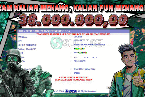 Bukti JP E-SPORT SLOTOGEL 06 MEI 2025 Rp 38.000.000,- LUNAS