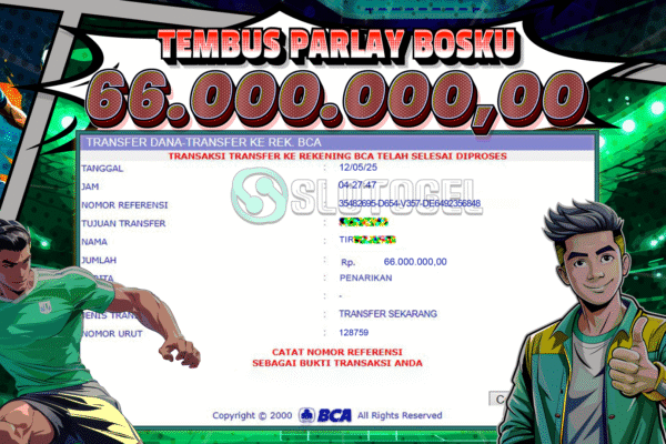 Bukti JP SPORTBOOK SLOTOGEL 12 MEI 2025 Rp 66.000.000,- LUNAS