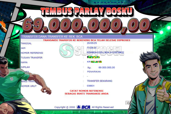 Bukti JP SPORTBOOK SLOTOGEL 20 MEI 2025 Rp 69.000.000,- LUNAS