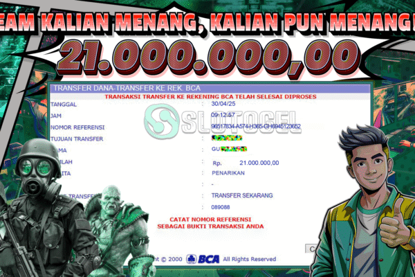 Bukti JP E-SPORT SLOTOGEL 30 APRIL 2025 Rp 21.000.000,- LUNAS