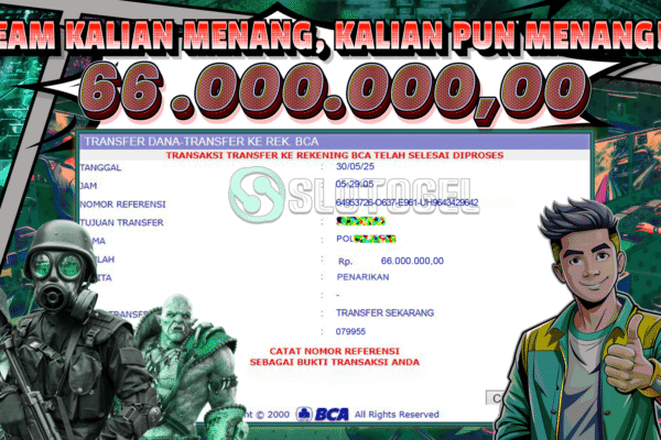 Bukti JP E-SPORT SLOTOGEL 30 MEI 2025 Rp 66.000.000,- LUNAS