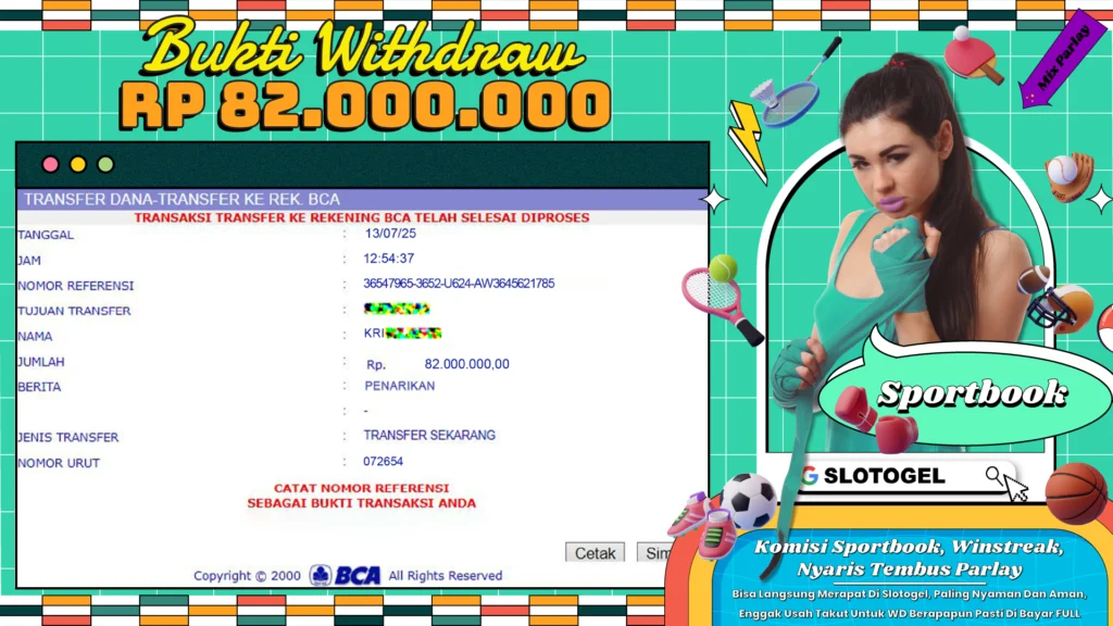 Bukti JP SPORTBOOK SLOTOGEL 13 JULI 2025 Rp 82.000.000,- LUNAS