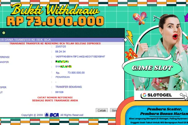 Bukti JP SLOT SLOTOGEL 20 Juli 2025 Rp 73.000.000,- LUNAS