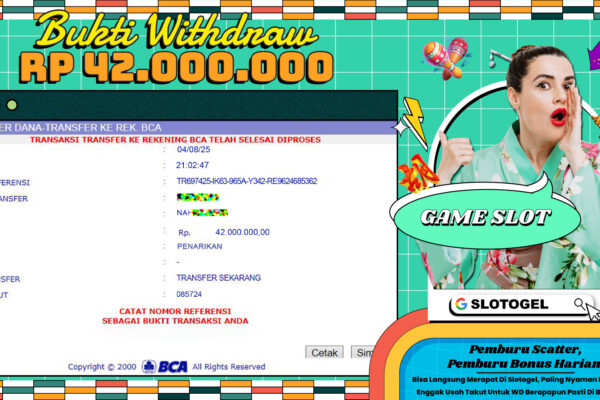 Bukti JP SLOT SLOTOGEL 04 AGUSTUS 2025 Rp 42.000.000,- LUNAS