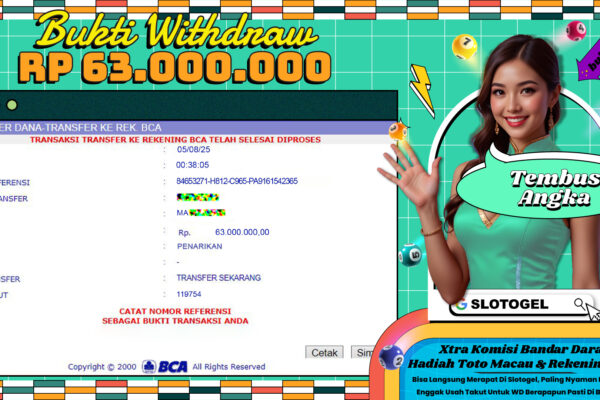 Bukti JP TOGEL SLOTOGEL 05 AGUSTUS 2025 Rp 63.000.000,- LUNAS