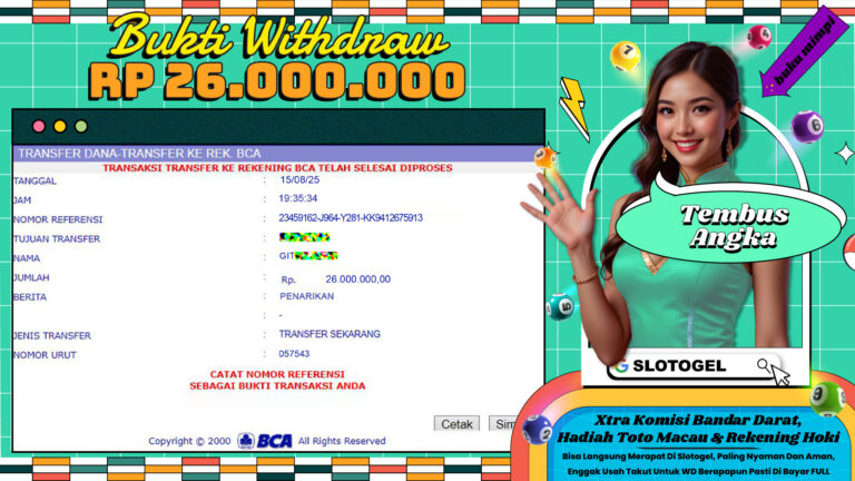 Bukti JP TOGEL SLOTOGEL 15 AGUSTUS 2025 Rp 26.000.000,- LUNAS