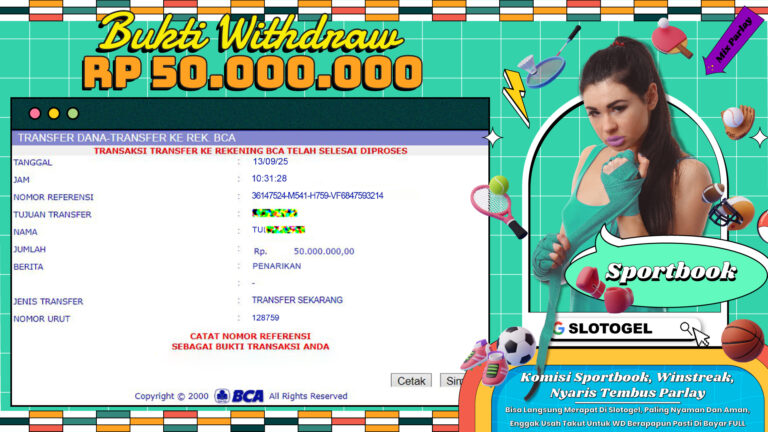 Bukti JP SPORTBOOK SLOTOGEL 13 SEPTEMBER 2025 Rp 50.000.000,- LUNAS